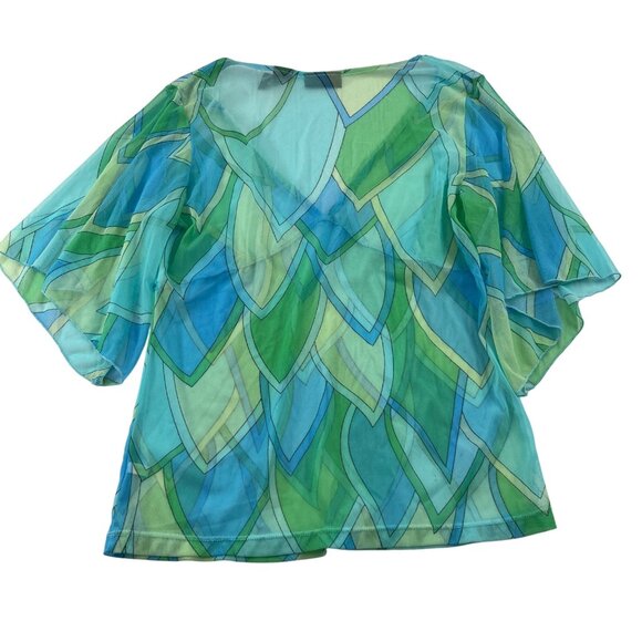 New York & Company Womens‎ Medium Leaf Print Nylon Top Semi Sheer Y2k - Picture 4 of 4